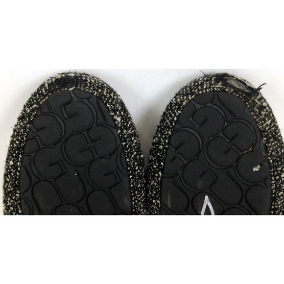 UGG Black Woman's House Slippers Size 7 Slip On Wool Lining Tweed Woven - Picture 7 of 11
